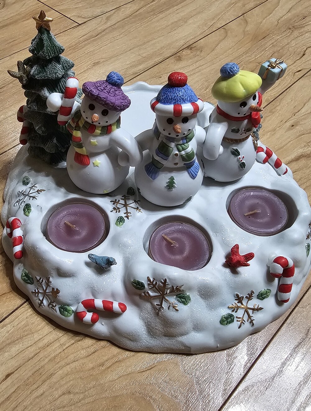 PartyLite Snowbell Tealight Snowman Candle Holder Snowmen P7650 Holiday Decor